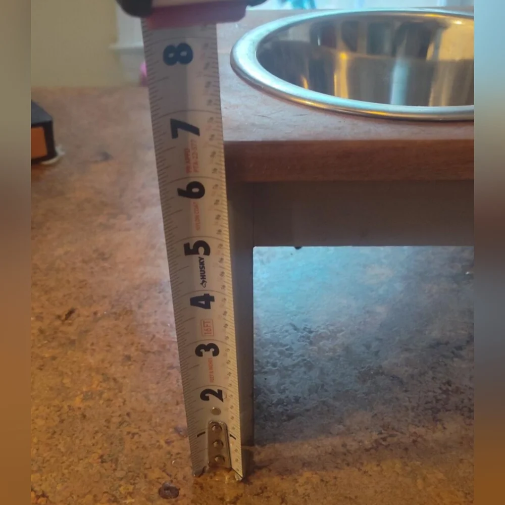 Wooden Elevated Pet Feeder with Stainless Steel Bowls